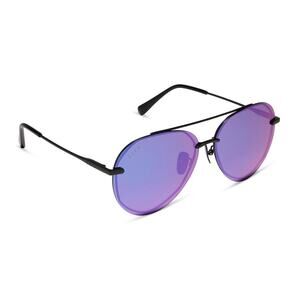 DIFF Lennox Matte Black Purple Mirror Sunglasses